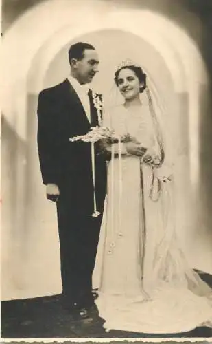 Romania souvenir photo postcard marriage bride 1938