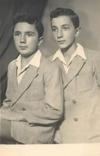 Romania family souvenir photo postcard young men portrait