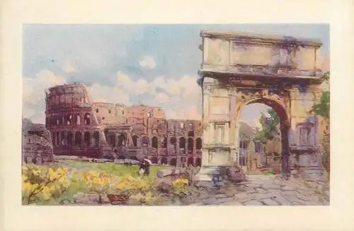 Italy Rome Tito's Arch and Colosseum