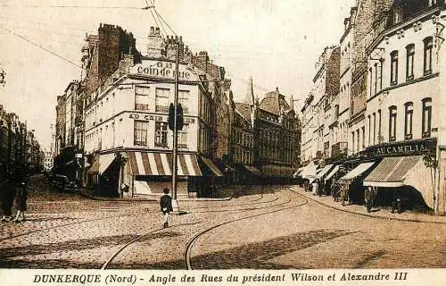France Dunkerque (Nord) Rue du president Wilson et Alexandre III cp moderne image du Passe