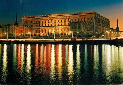 Sweden  Stockholm Royal Palace illuminated night view