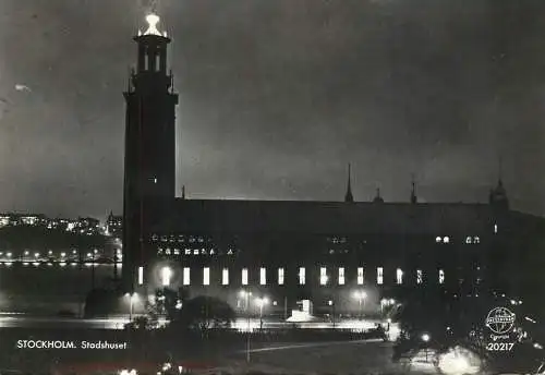 Sweden Stockholm City Hall nocturnal view