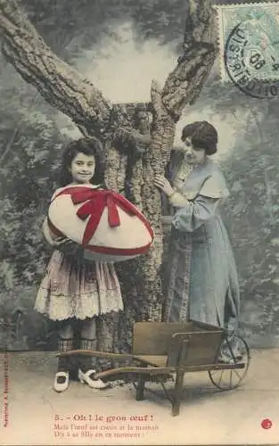 Easter greetings fantaisie Paques eggs lady dress beauty coiffure