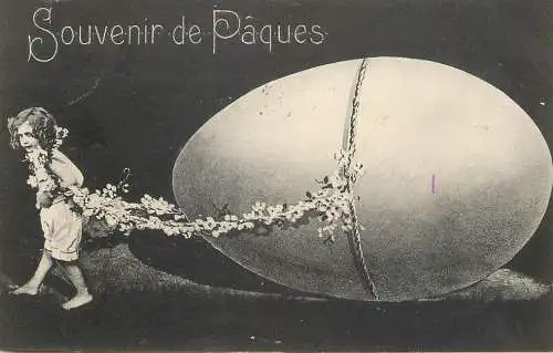 Easter greetings fantaisie Paques girl coiffure egg