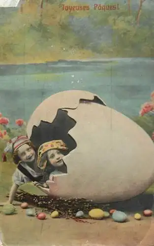 Easter greetings fantaisie Paques coiffure eggs dress beauty children
