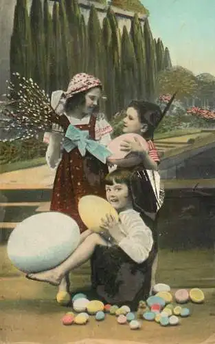Easter greetings fantaisie Paques coiffure eggs dress beauty children