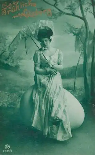 Easter greetings fantaisie Paques coiffure egg dress umbrella