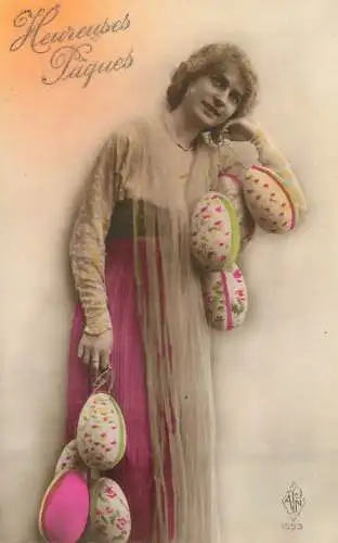 Easter greetings fantaisie Paques coiffure egg dress