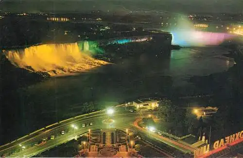 Canada Niagara Falls Ontario aerial nocturnal aspect