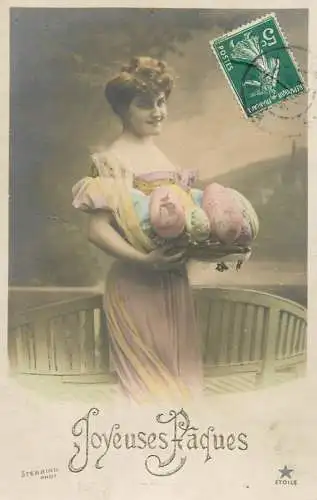 Easter greetings fantaisie Paques coiffure eggs dress