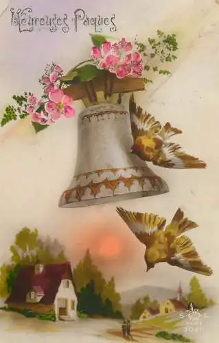 Easter greetings fantaisie Paques bell bird