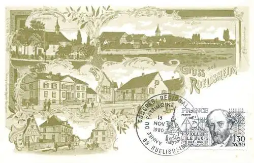 Postcard France Ruelisheim village scene