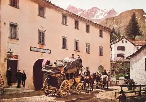Postcard painting PTT museum Bern Simplon Dorf station postale