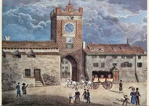 Postcard painting PTT museum Bern Pierre Toussaint Mailcoach