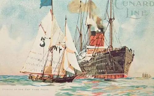 History nostalgia repro postcard Cunard Line New York pilot