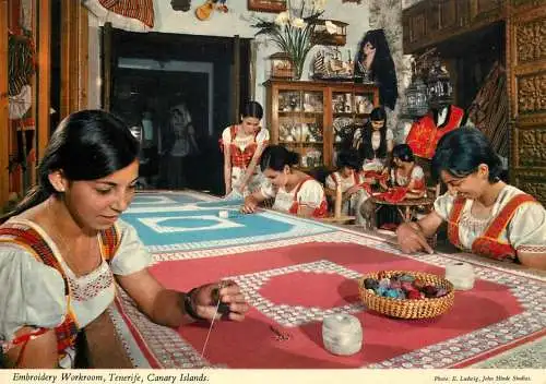Spain Tenerife Embroidery workroom handicraft at "Casa de los Balcones" types and scenes