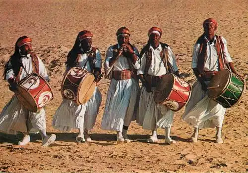 Tunisia Musician-dancers from Douz ethnic types and scenes