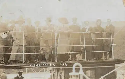 Social history souvenir photo cruise ship elegant people lady hat