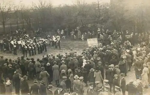 Social history souvenir photo ceremony procession band uniform soldiers