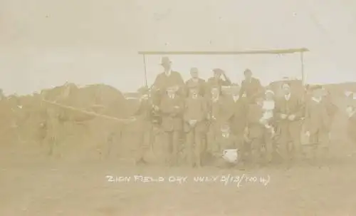 Social history souvenir photo group family carriage Zion Field dry 1913