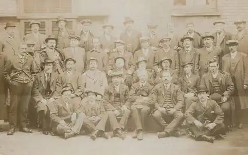 Social history souvenir photo elegant men group photo moustache hat