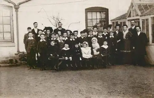 Social history souvenir photo elegant children school classroom teachers