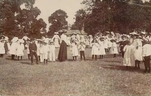Social history souvenir photo elegant children yard party