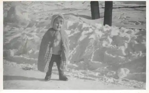 Social history souvenir photo small girl in winter