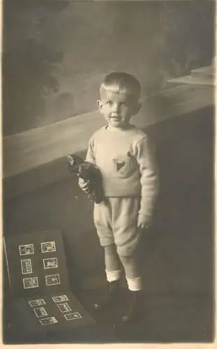Social history souvenir photo child stamp book toy smile