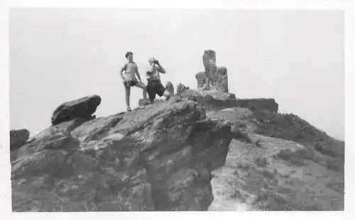 Anonymous persons social history souvenir photo postcard mountain hike