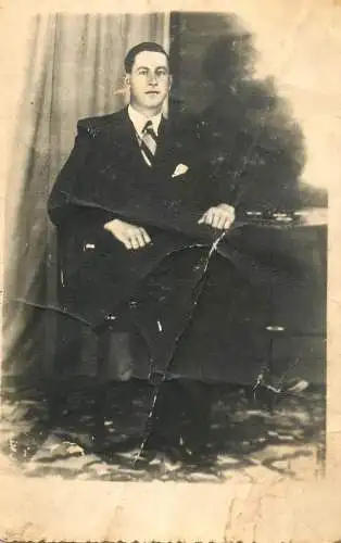 Anonymous persons social history souvenir photo postcard elegant man at desk