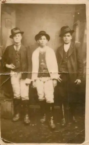 Anonymous persons social history souvenir photo postcard elegant men hat