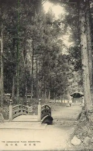 Japan postcard the consecrated place Negoro Tera pagoda bridge