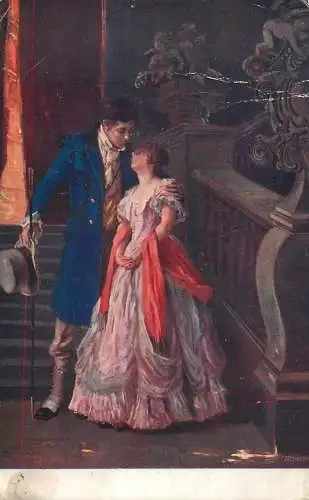 Fine art postcard painting J. Rytir ze Skramliku au revoir