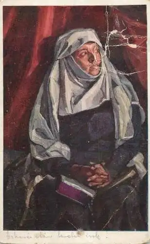 Fine art postcard painting J. Holzer Weinek meditation