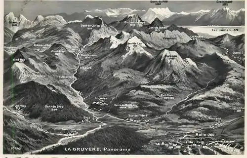 Switzerland La Gruyere map general view