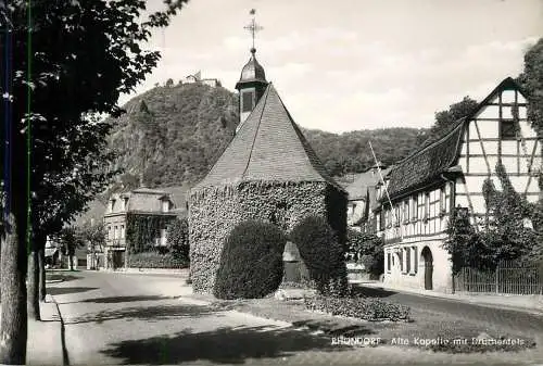 Germany Rhondorf Alte Kapelle mit Drachenfels
