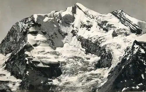 Switzerland Kandersteg Doldenhorn snow-capped mountain peak detail view