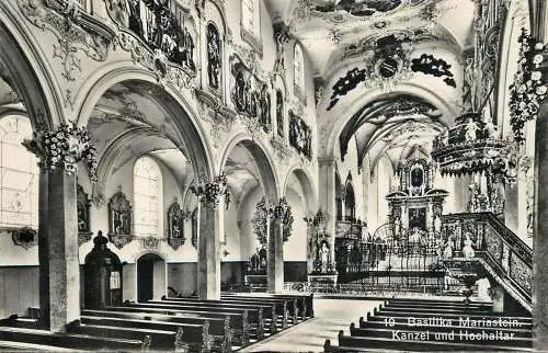 Austria Basilika Mariastein Inneres Kanzel und Hochaltar