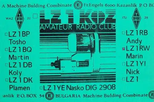 Bulgaria Radio Amateur QSL Post Card Y03CD LZ1KOZ 1983