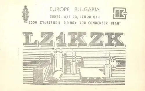Bulgaria Radio Amateur QSL Post Card Y03CD LZ1KZK 1984