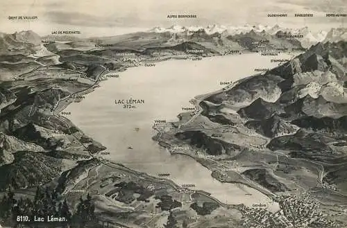 Switzerland Lac Leman region map