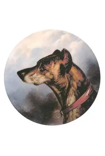 Fine arts postcard painting dog Carl Rechert