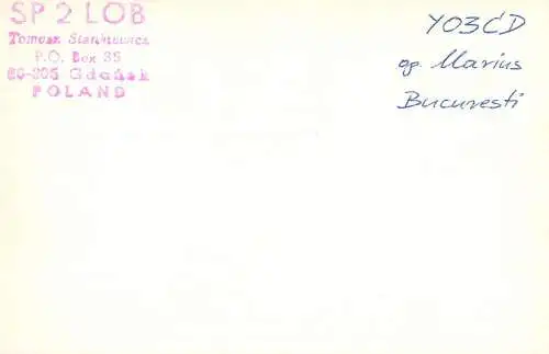 Polish Amateur Radio Station QSL Card Poland Y03CD SP2LOB