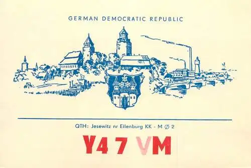 German Democratic Republic Radio Amateur QSL Card Y03CD Y47VM 1983