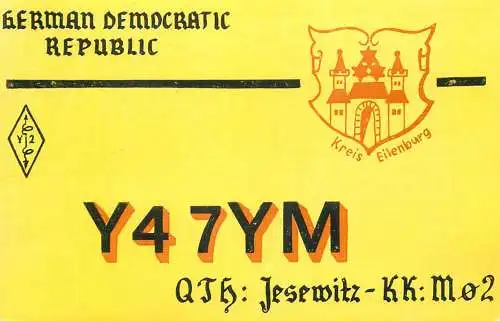 German Democratic Republic Radio Amateur QSL Card Y03CD Y47YM 1983