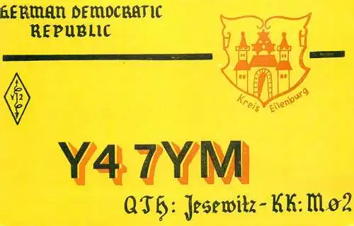 German Democratic Republic Radio Amateur QSL Card Y03CD Y47YM 1983
