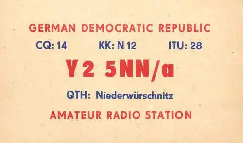 German Democratic Republic Radio Amateur QSL Card Y03CD Y25NN 1983