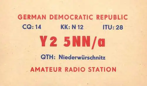 German Democratic Republic Radio Amateur QSL Card Y03CD Y25NN 1983