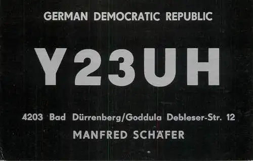 German Democratic Republic Radio Amateur QSL Card Y03CD Y23UH 1983